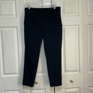 🤎 Talbots Chatham Navy Blue Ankle Chino Pants Side Zipper - Size 12 / 34